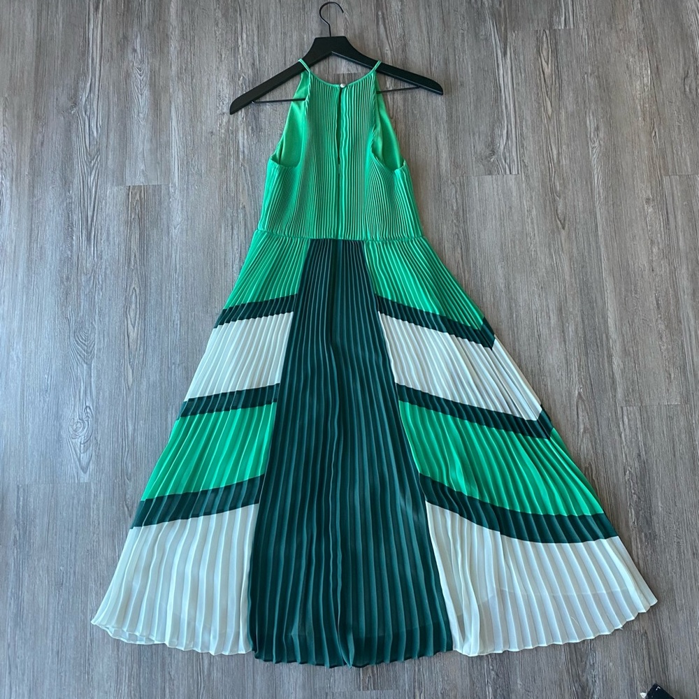 Like new! Ted Baker Nellina pleated midi dip hem asymmetrical color block dress - Picture 4 of 5